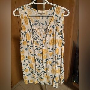 Suzanne Betro Yellow and White Floral Tank Top